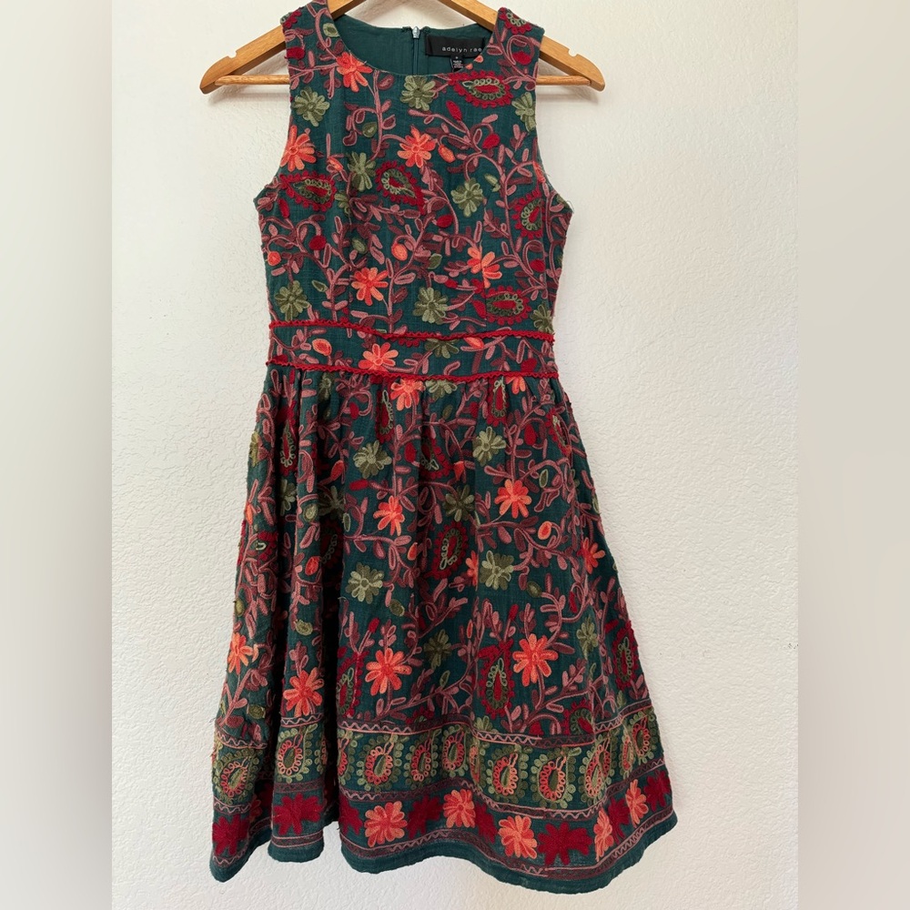 Adelyn Rae Green and Red A-Line Sundress